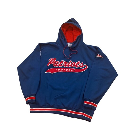 Vintage Starter New England Patriots NFL Tail Sweep Script Hoodie Sweatshirt L - Picture 4 of 7
